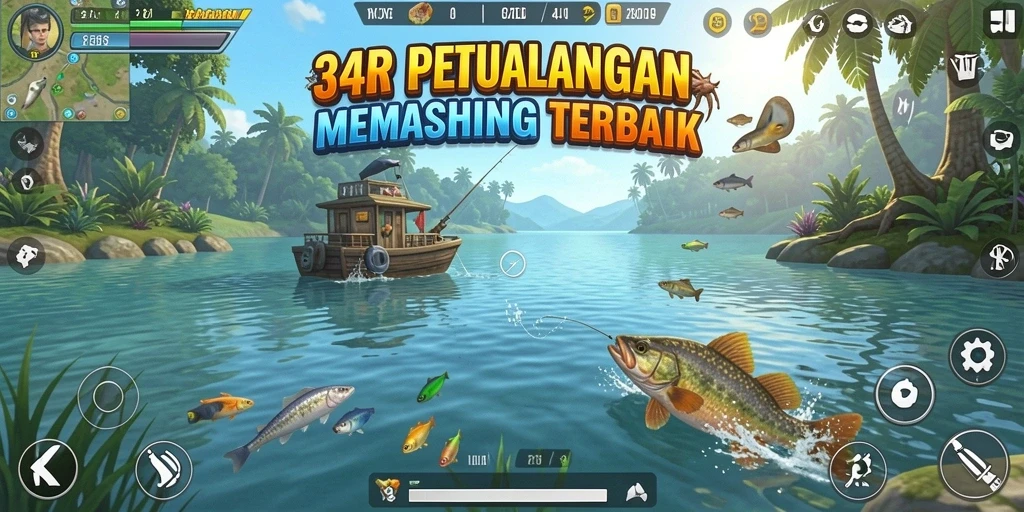 Tangkapan besar dalam gameplay petualangan memancing 34R.