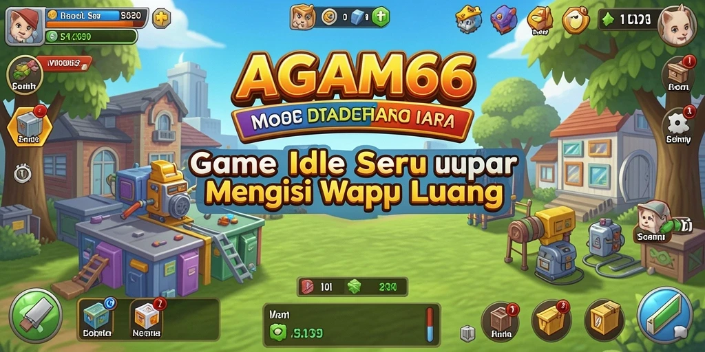 Tampilan gameplay <strong>AGAM66</strong> yang seru dengan karakter bergerak dan menghimpun sumber daya.