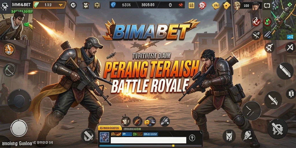 Screenshot aksi intens dalam permainan Battle Royale BIMABET.