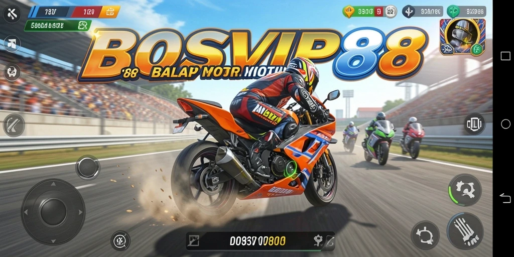 Gameplay mendebarkan dengan balapan motor yang seru.