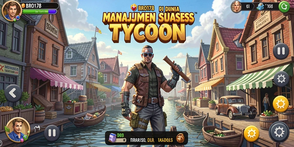 Tangkapan layar gameplay BRO178 yang menunjukkan strategi tycoon yang mendebarkan.