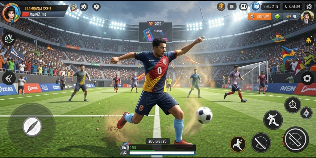 Tangkapan layar menampilkan aksi seru dalam game olahraga D06.