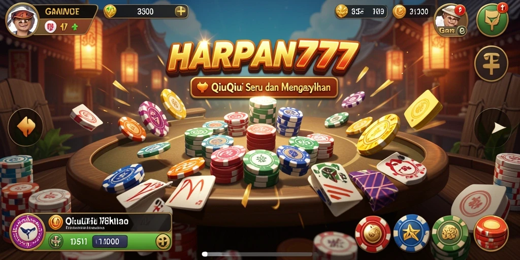Tampilan menarik gameplay QiuQiu di HARAPAN777.