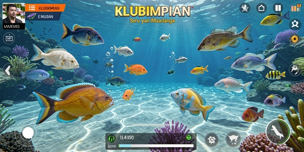 Gameplay KLUBIMPIAN yang memikat dalam menembak ikan.