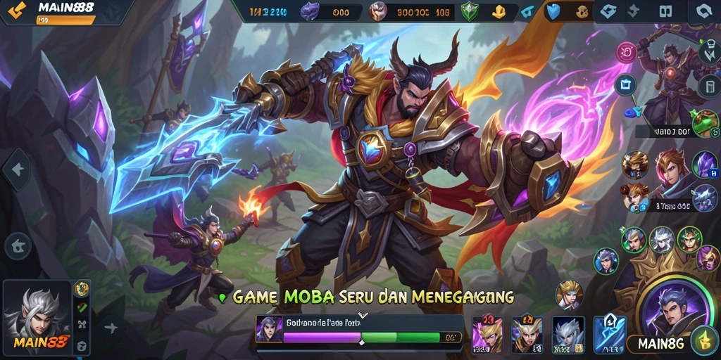 Gameplay seru dalam pertempuran tim MOBA yang menegangkan.